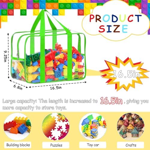 6 Colors XXL Toy Storage Bags with Labels Reusable Clear Toy Organizer - Image 2