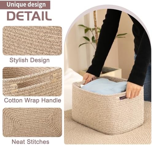 OIAHOMY 4 Pack Storage Baskets for Organizing 24L Cube Storage Bins Brown - Image 3