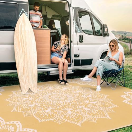 Yamaziot Waterproof Outdoor Rug 8x10 ft, Reversible Plastic Straw Rug for Patio Clearance, Camping, RV Mat, Large Outside Rug Carpet for Porch, Deck, Backyard, Balcony, Picnic, Yellow - Image 7