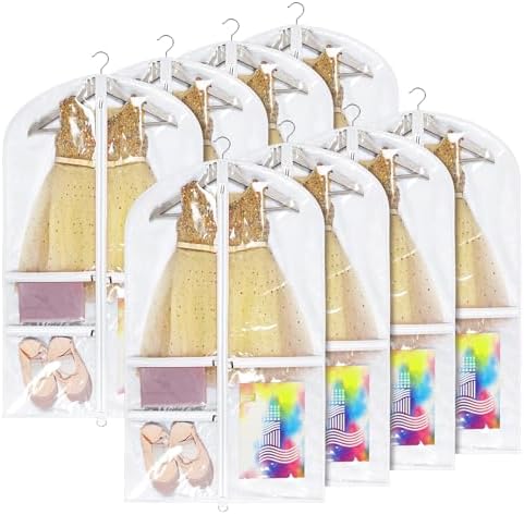 Univivi 40 Inch Dance Costume Garment Bags for Dancers, White, 8 Pack by Univivi