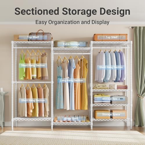 VIPEK V5 Plus Heavy Duty Clothes Rack, Large Modular Closet System, White - Image 3