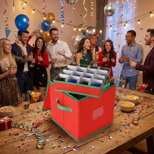 Garvee 2 Pack Wedding & Party Decoration Storage Box with 128 Compartments, 13x13x13.4 Inch Foldable Organizer with Adjustable Dividers & Zippered Lid, for Ornaments, Baubles, Small Event Decor - Image 5