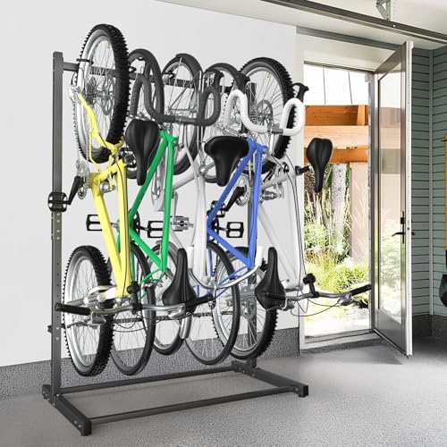 WALMANN Freestanding Bike Stand for Garage, 5 Bikes Vertical Bike Storage - Image 2
