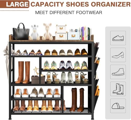 EnHomee 6‑Tier Shoe Rack for Entryway, Holds 24 Pairs, Tall Boot Section - Image 4