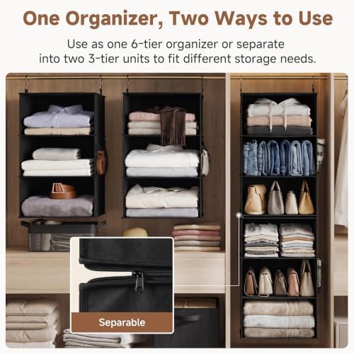 StorageWorks Hanging Closet Organizer, 6-Shelf with 2-in-1 Design, Ivory - Image 3