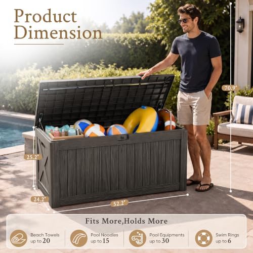 Devoko 120 Gallon Deck Box Resin Outdoor Storage Box Waterproof - Image 5