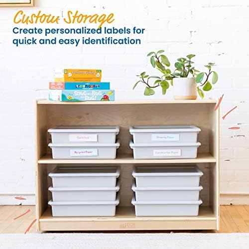 ECR4Kids Letter Size Plastic Tray Organizer with Lids, Small, Storage Bins, Light Grey, 10-Piece - Image 5