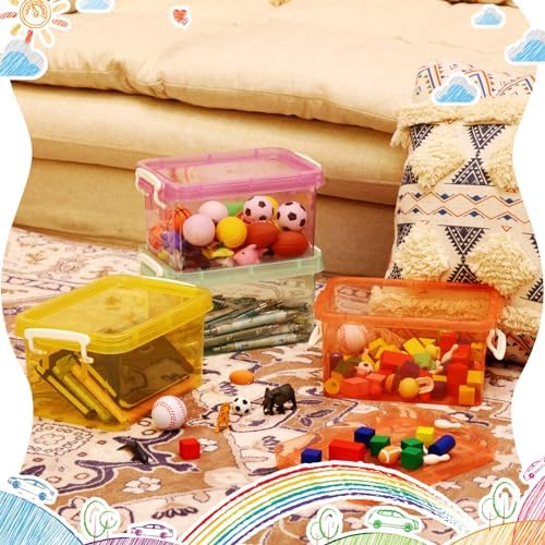 Wenqik 6 Pack Colorful Plastic Storage Bins with Lids, Colorful - Image 6