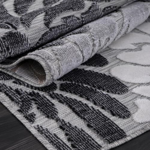 Luul Home Floral Indoor Outdoor Runner Rugs 2x7 Entryway Rug, Kitchen, Hallway Rug Washable Stain Resistant Outside Carpet Gray 2 x 7 - Image 3