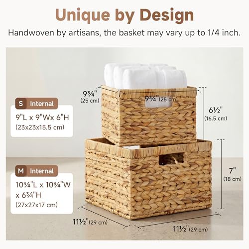 StorageWorks Wicker Baskets for Storage, Wicker Storage Baskets, 2-Pack - Image 3