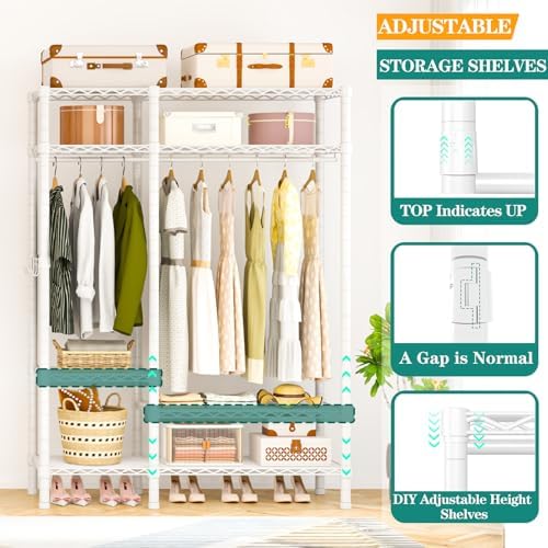 Heavy Duty Garment Rack, 4 Tiers Adjustable Shelves White - Image 3