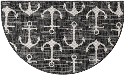 Unique Loom Outdoor Coastal Collection Area Rug - Ahoy (2' 2" x 3' 7" Hearth Charcoal/Ivory) - Image 3