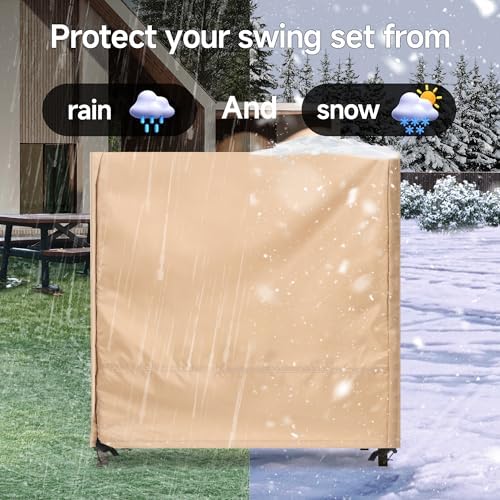 Outdoor Swing Covers for Patio Swing 2 Seater, 65" L x 50" D x 66" H, 2 Seat Swing Cover Waterproof, Porch Patio Swing Canopy Cover, Windproof UV Resistant All Weather Protector - Beige - Image 5