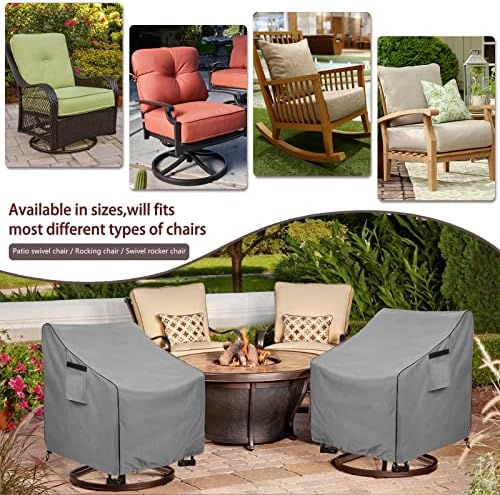 Okcool Patio Chair Covers,Heavy Duty 600D Outdoor Furniture Covers Fits up to 27.5"W x 32.5"D x 39"H inches -2 Pack,Grey - Image 3