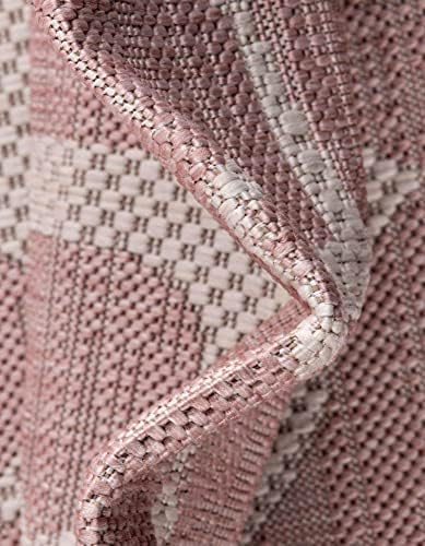 Unique Loom Outdoor Coastal Collection Area Rug - Ahoy (13' Round Pink/Ivory) - Image 6