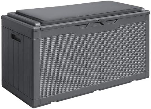 Devoko 100 Gallon Resin Waterproof Outdoor Storage Box with Cushion by DEVOKO
