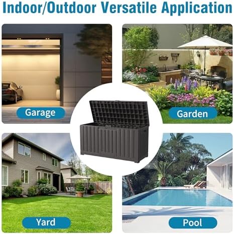 Outdoor Storage Box, 60 Gallon Waterproof Deck Box, Lockable Storage Container, Built-in Reinforcing Metal Rod Outside Resin Bin for Patio, Garden, Poolside and Garage - Image 6
