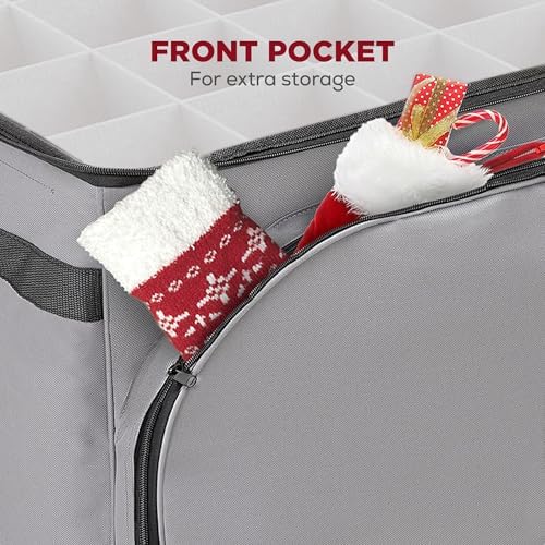 HOLDN’ STORAGE Premium Christmas Ornament Storage Box – Holds up to 72 4” Ornaments, Durable 600D Fabric, Adjustable Dividers, 3 Removable Trays – Metal Frame – Gray - Image 5