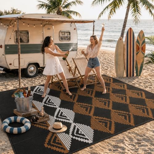 Lahome Outdoor Plastic Straw Rug, Waterproof Outdoor Rug 6x9 Camping Rug - Image 2