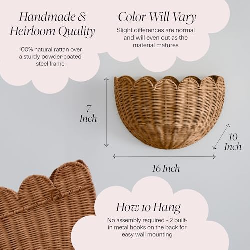 BEBE BASK Scalloped Wicker Wall Basket - The Original - 16 x 10 x 7 In - Image 5