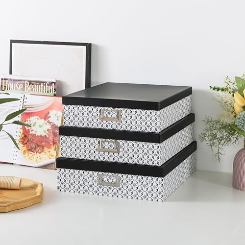 Soul & Lane - Black and White Jumbo Scrapbook Storage Boxes, Set of 3 - Image 6