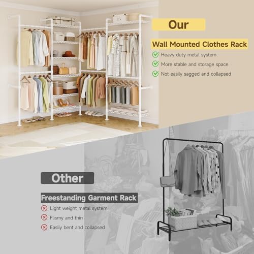 ONBRILL L4 Wall Mounted Heavy Duty Corner Industrial Pipe Clothing Rack - Image 5
