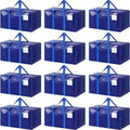 12 Pack Extra Heavy Duty Large Moving Bags with Strong Zipper, Blue by Fygrip