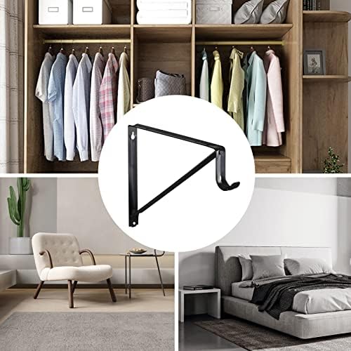 Closet Rod Brackets 11x9.5in, Closet Shelf Brackets 10 Pack, Black - Image 6