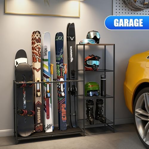 Freestanding Ski Rack, Ski Storage Rack w/Width-Adjustable Bars - Image 5