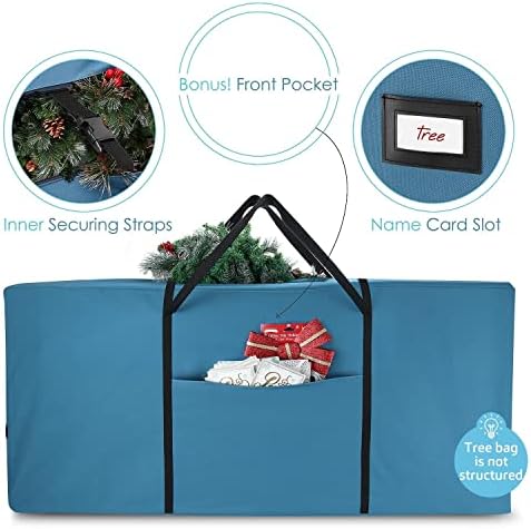 Hearth & Harbor Christmas Tree Storage Bag - Artificial Christmas Tree Bag with Reinforced Handles, Dual Zipper, Wide Opening - Storage Container for Trees and Decorations, 7.5 + 9 FT - 600D Oxford - Image 6