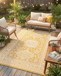 Rugs.com - Outdoor Aztec Rug – 4' 1 x 6' 1 Yellow Indoor/Outdoor Rug – Washable, Stain-Resistant, Perfect for Patios and Kitchens by Rugscom