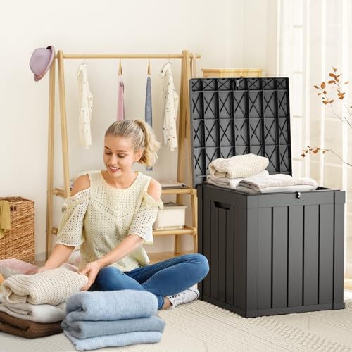 Vixzen 51 Gallon Deck Boxes Outdoor Waterproof, Lockable Resin Storage Box with lid for Furniture Cushions, Weatherproof Containers Outside Storage Boxes for Garden Patio Pool Tools(Black, 51 Gallon) - Image 2