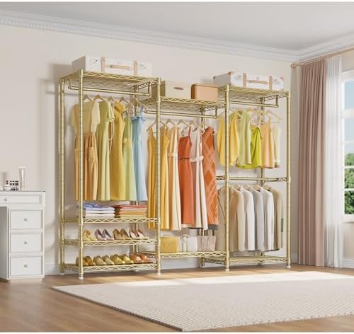 VIPEK V5 Heavy Duty Clothes Rack, Freestanding Modular Closet System, Gold - Image 2