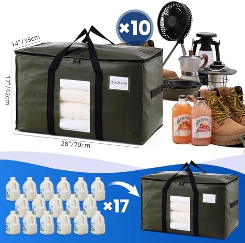 TAILI 10 Pack Green Extra Large Moving Bags,Storage Bag with Visible Window - Image 6