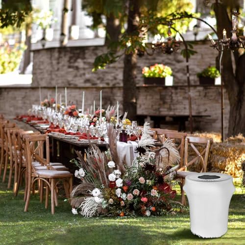 Tanlade 4 Pcs 32 Gallon Stretch Spandex Trash Can Covers Round, White - Image 4