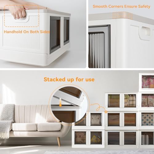 Storage Bin, Cabinet with Lids, Extra Large, Useful Box, 19 Gallon (72L) Capacity, Foldable, Plastic, Underbed or Countertop Use, Excellent Home Organizer - Image 4