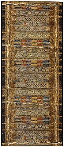 Liora Manne Marina Low Profile Durable Indoor/Outdoor Woven Rug- Tribal Stripe Gold 1'11" x 4'11" - Image 4