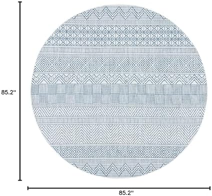 SAFAVIEH Washable Rug Outdoor Courtyard Collection - 7'10" Round, Ivory & Navy, Non-Shedding & Easy Cleaning, Ideal for Patio, Backyard, Mudroom (CY8196-53412) - Image 3