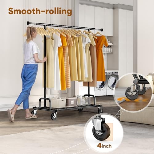 HOKEEPER Clothes Rack Collapsible Clothing Rack Capacity 525LBS Black - Image 2