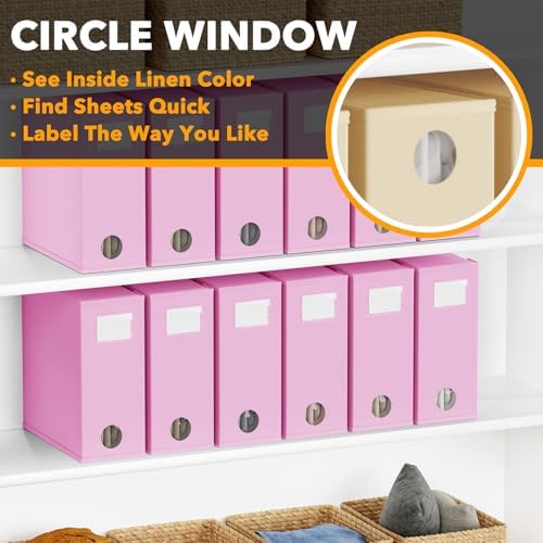 SpaceAid 12 Pack Bed Sheet Organizers and Storage, Foldable Sheet Organizer for Linen Closet, Sheets Set Folder Keeper with Window XL (Queen & King Size) Bedding Container (Pink, 12 Pack) - Image 4