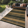 GAOMON 9x12 Modern Striped Reversible Outdoor Rug Waterproof UV-Resistant Portable Outdoor Large Carpet Mat Geometric Lines Plastic Straw Outdoor Rug for Camping Patio Balcony Picnic Black Brown by GAOMON