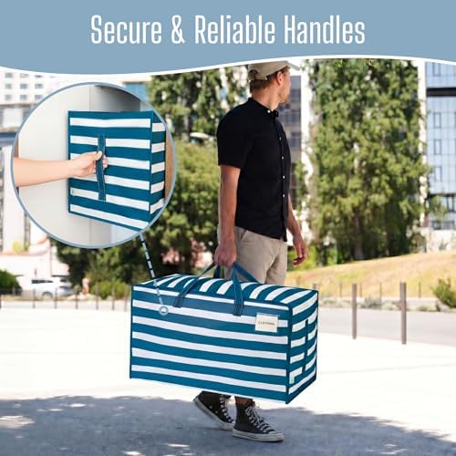 VENO 10 Pack Extra Large Heavy Duty Moving Bags with Wide Opening & Reinforced Handles, Reusable Storage Tote Bags with Strong Zippers for Clothes, College Dorm Essentials & Moving Supplies - Image 5