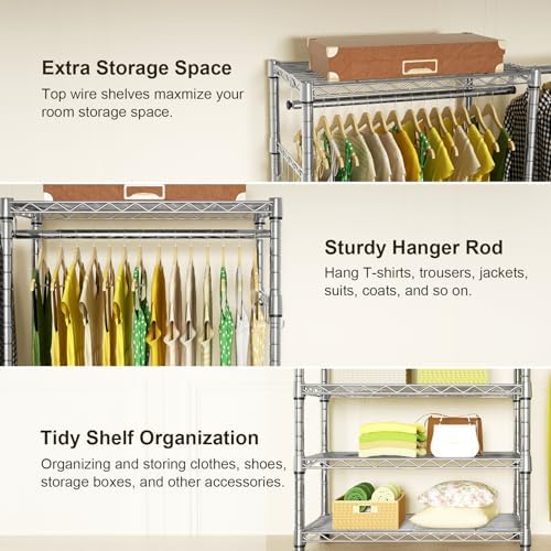 Ulif E1 Heavy Duty Closet Garment Rack, 6 Tiers Adjustable Clothing Storage - Image 5