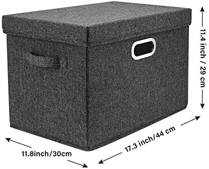 TYEERS Large Collapsible Storage Bins with Lids, Organization Bins for Closet Storage, Clothes Storage, Folding Storage Box with Lids for Home Office Storage - 3 Pack - Black - Image 2