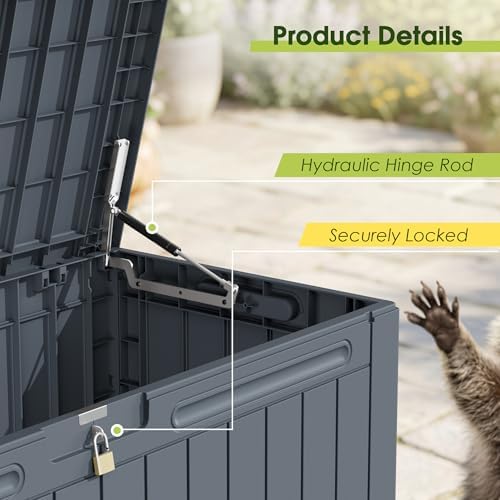 Devoko 100 Gallon Outdoor Storage Box, Waterproof Deck Box Lockable (Gray) - Image 7