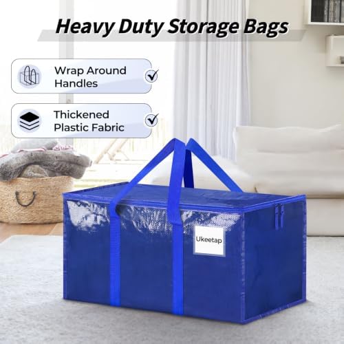 16 Pack Extra Large Clothes Storage Bins with Lids, Moving Bags, Blue - Image 4
