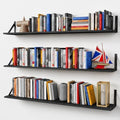 Forbena 48 Inch Long Floating Book Shelves for Wall Set of 3, Black Wall Bookshelves for Living Room, Large Heavy Duty Wood Wall Mounted Hanging Bookshelf for Bedroom Office Library Classroom by Forbena