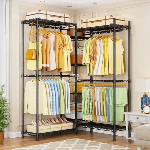 Ulif E4 Clothes Rack, Heavy-Duty Garment Rack Can Be L-Shaped Closet, Black - Image 4