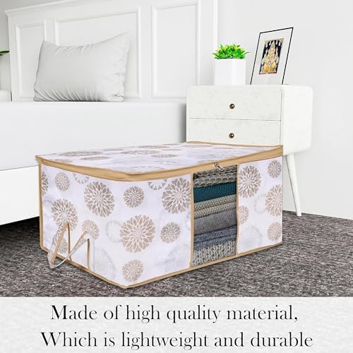 Kuber Industries (Pack of 8) Underbed Storage Bag | Gola Printed | Large Blanket Organizer | Clothing Storage Bag | Clear Window & Handle Storage Bag | Kambal Storage Bag | White - Image 7