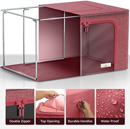 Sorbus Jumbo Clothing Storage Bins with Clear Window (2 Pack, Pink) - Image 3